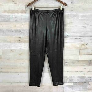 Caroline Rose Pants Black Faux Leather Medium